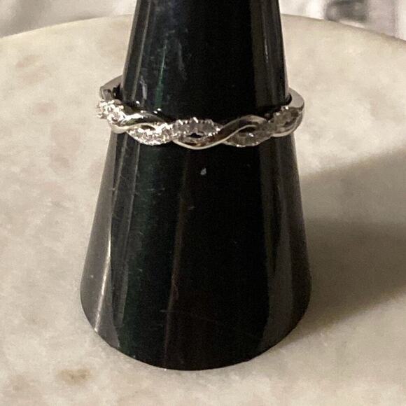925 sterling silver ring cz stone twist adjustable - Picture 2 of 9